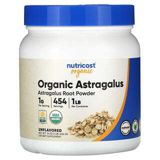 Nutricost, Radice di astragalo biologico in polvere, non aromatizzata, 454 g