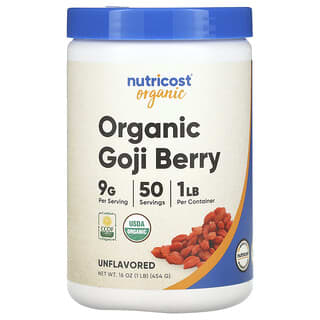 Nutricost, Organic Goji Berry, Unflavored, 1 lb (454 g)