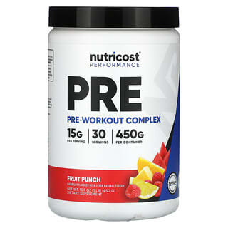 Nutricost, Performance, PRE, Complesso pre-workout, punch alla frutta, 450 g