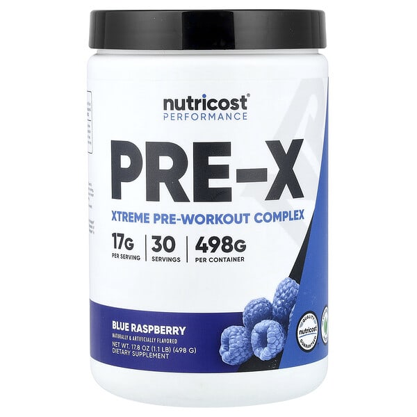Nutricost, Performance, PRE-X, Xtreme Pre-Workout Complex, Blue Raspberry, 1.1 lb (498 g)
