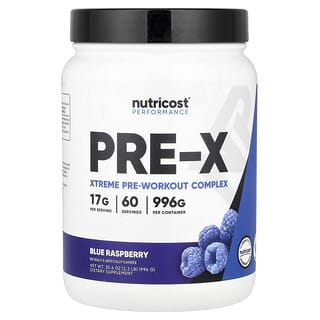Nutricost, Performance, PRE-X, предтренировочный комплекс Xtreme, со вкусом голубой малины, 894 г (2 фунта)
