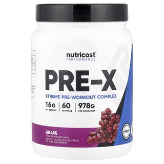 Nutricost, Performance, PRE-X, Xtreme Egzersiz Öncesi Kompleksi, Üzüm Aromalı, 870 g (1,9 lb)