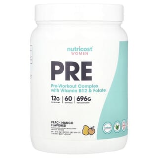 Nutricost, Mujeres, Complejo para preentrenamiento con vitaminas B y folato, Melocotón y mango, 720 g (25 oz)