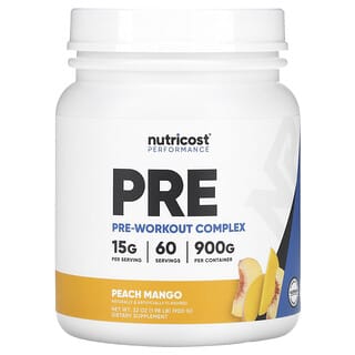 Nutricost, 운동 능력 향상, 프리 워크아웃 복합체, 복숭아 망고, 900g(1.98lb)