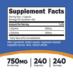 Nutricost, L-アルギニン＋L-シトルリン、240粒 | iHerb