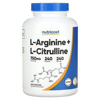Nutricost, L-аргінін і L-цитрулін, 240 капсул