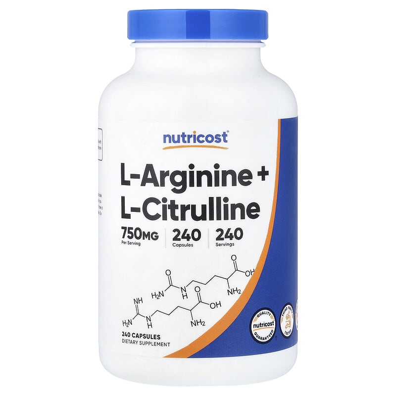 l carnitina y arginina para que sirve Nutricost, L-arginina + L-citrulina, 240 cáps
