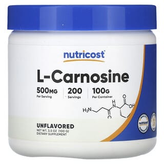 Nutricost, L-карнозин, без добавок, 100 г (3,5 унции)