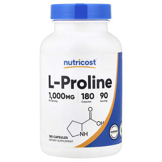 Nutricost, L-Proline, 180 Capsules (500 mg per Capsule)