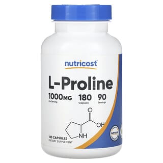 Nutricost, L-Proline, L-Prolin, 1.000 mg, 180 Kapseln (500 mg pro Kapsel)