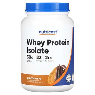 Nutricost, Aislado de proteína de suero de leche, Chocolate PB`` 907 g (2 lb)