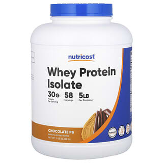 Nutricost, Aislado de proteína de suero de leche, Chocolate y mantequilla de maní, 2268 g (5 lb)