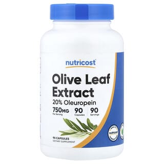 Nutricost, 올리브 잎 추출물, 750mg, 캡슐 90정