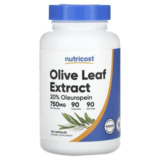 Nutricost, Extracto de hoja de olivo, 750 mg, 90 cápsulas