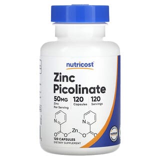 Nutricost, Picolinate de zinc, 50 mg, 120 capsules