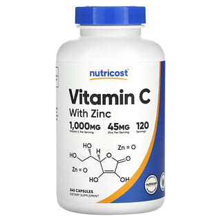 Nutricost, Витамин C с цинком, 240 капсул