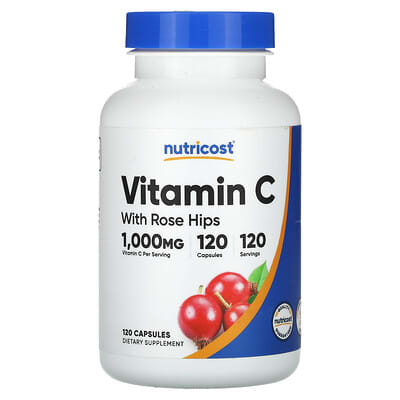Nutricost, Vitamin C with Rosehip, 1000 mg, 120 Capsules