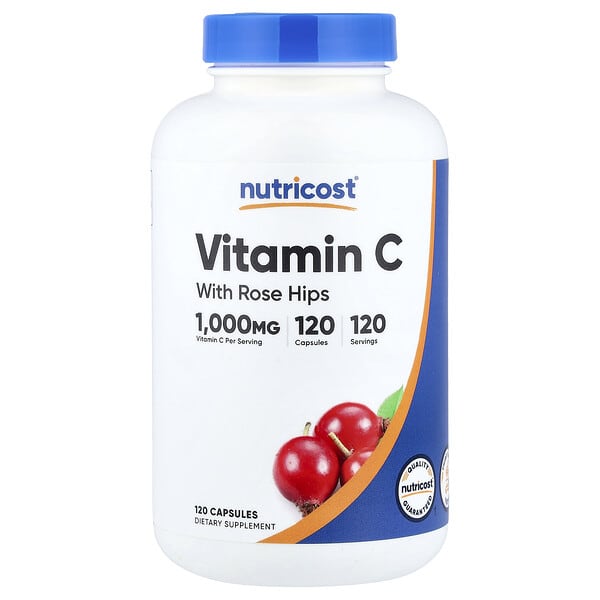 Nutricost, 비타민C, 로즈힙 함유, 1,000mg, 캡슐 120정