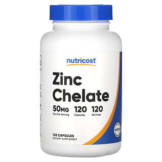Nutricost, Quelato de Zinco, 50 mg, 120 Cápsulas