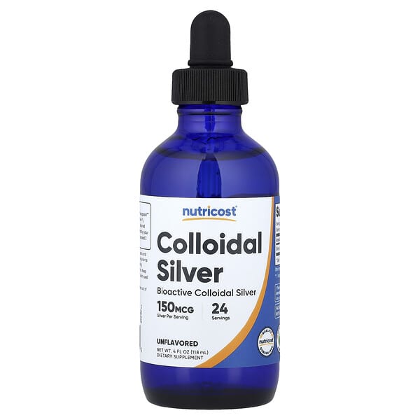 Nutricost, Plata coloidal, Sin sabor, 118 ml (4 oz. líq.)
