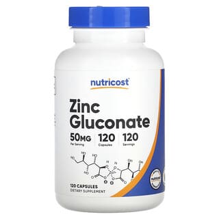 Nutricost, Zinc Gluconate, 50 mg, 120 Capsules