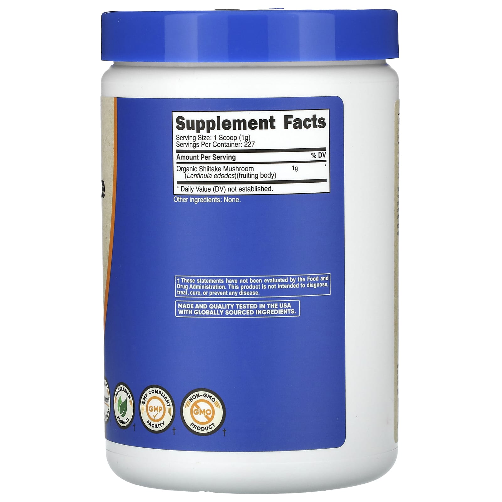 Nutricost, Organic Shiitake Mushroom Powder, Unflavored, 8 oz (227 g)