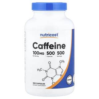 Nutricost, Koffein , 100 mg , 500 Kapslar