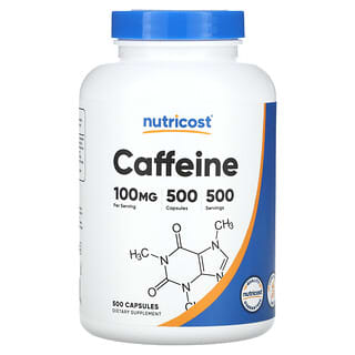 Nutricost, Koffein, 100 mg, 500 Kapseln