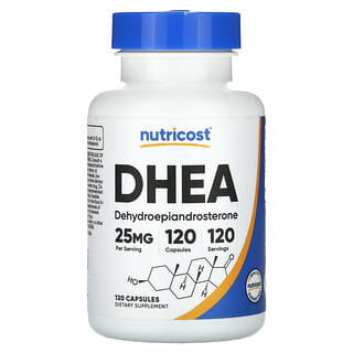 Nutricost, DHEA（デヒドロエピアンドロステロン）、25mg、120粒