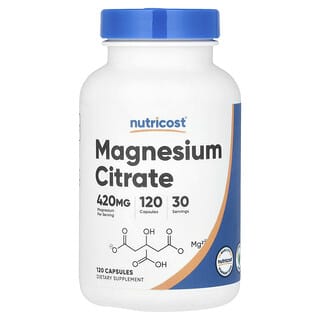 Nutricost, Cytrynian magnezu, 420 mg, 120 kapsułek (105 mg na kapsułkę)