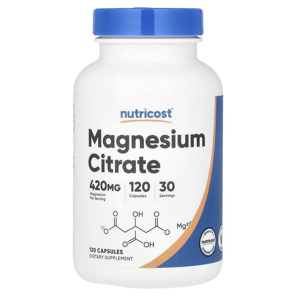 Nutricost, Citrato de magnesio, 420 mg, 120 cápsulas (105 mg por cápsula)