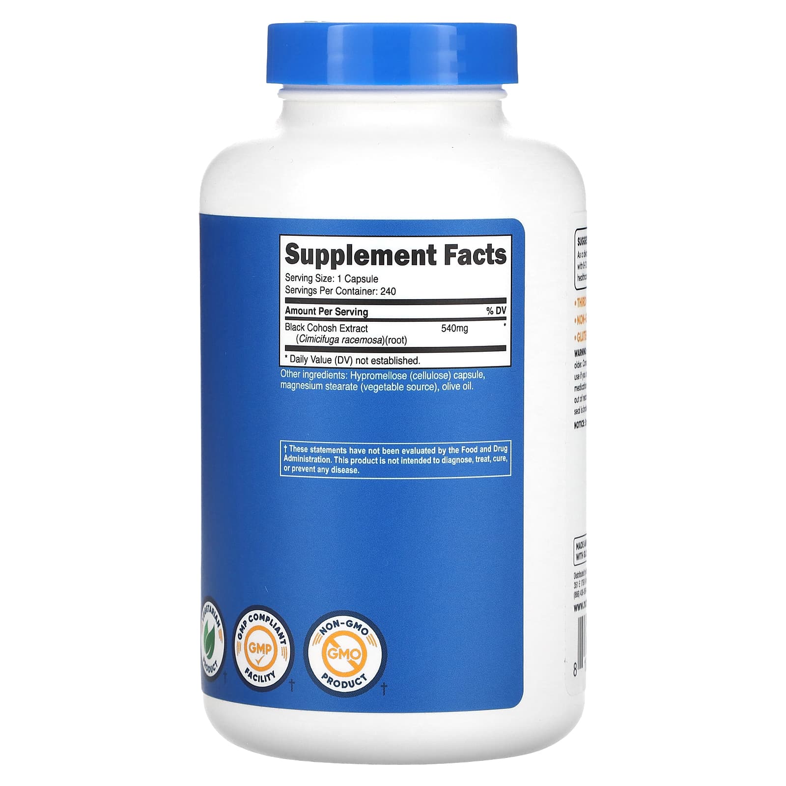 Nutricost, Black Cohosh, 540 mg, 240 Capsules