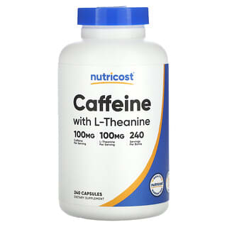 Nutricost, 카페인 및 l-테아닌, 캡슐 240정