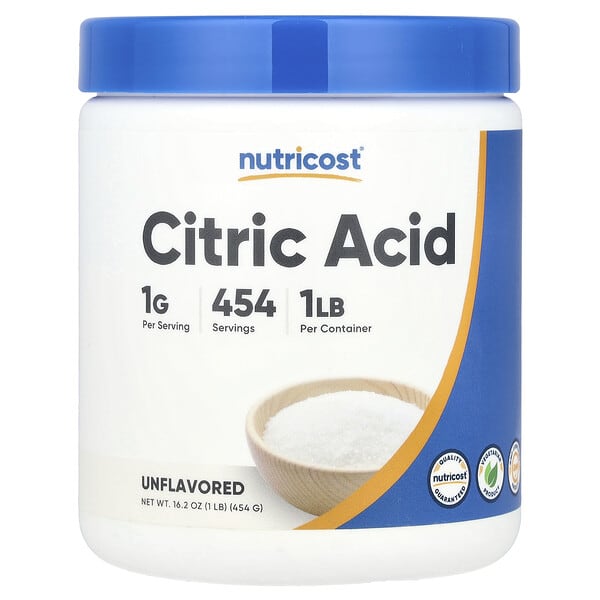Nutricost, 구연산, 무맛, 454g(16.2oz)