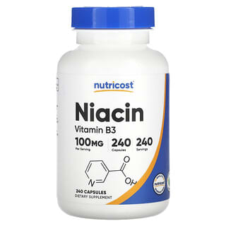 Nutricost, Niacine, 100 mg, 240 capsules