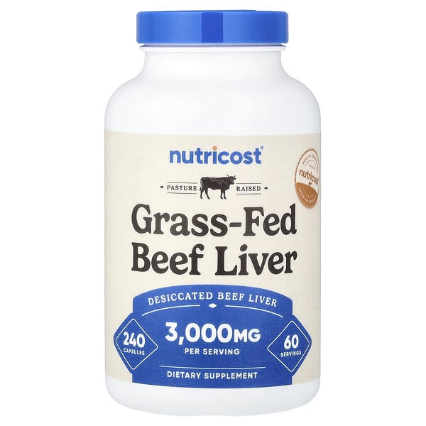 Grass-Fed Beef Liver, 3,000 mg, 240 Capsules (750 mg per Capsule)
