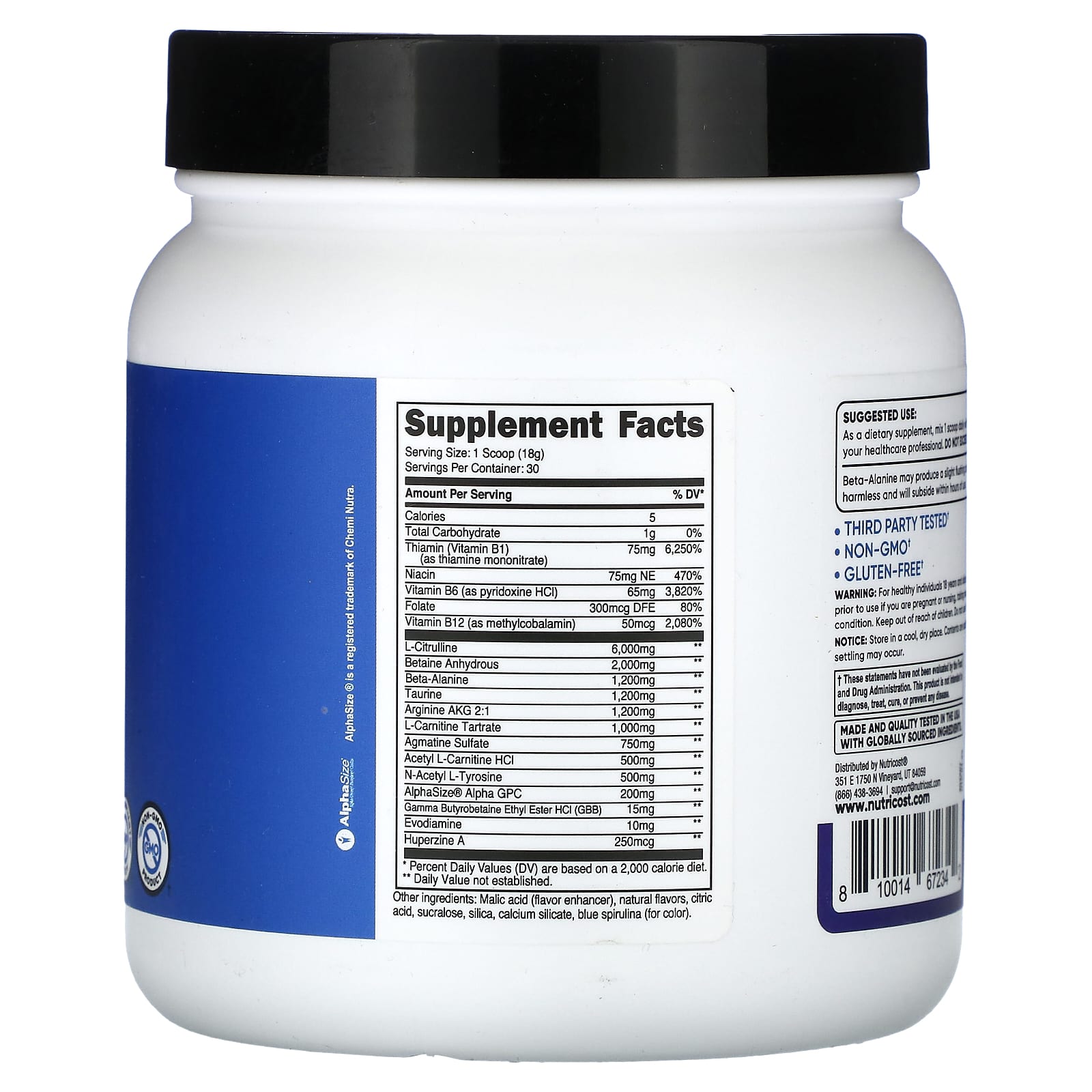 Nutricost, Performance, PreSF, StimulantFree PreWorkout Complex