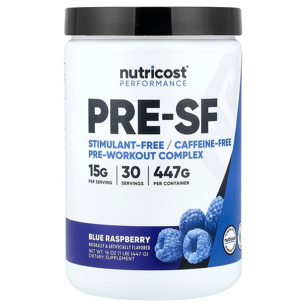 Nutricost, Performance, Pre-SF, Stimulant-Free Pre-Workout Complex, Blue Raspberry, 16 oz (447 g)
