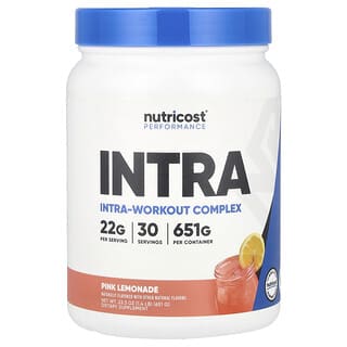 Nutricost, 운동 능력 향상, 인트라 워크아웃 복합체, 핑크 레모네이드 맛, 651g(1.4lb)