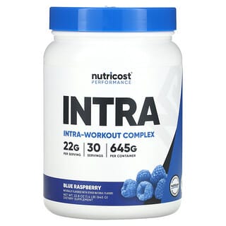 Nutricost, 운동 능력 향상, 인트라 워크아웃 복합체, 블루 라즈베리, 645g(1.4lb)