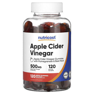 Nutricost, Apfelessig-Fruchtgummis, Apfel, 500 mg, 120 Fruchtgummis