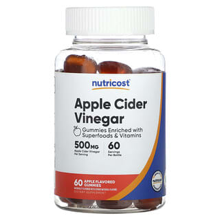 Nutricost, Gomitas de vinagre de sidra de manzana, Manzana, 500 mg, 60 gomitas