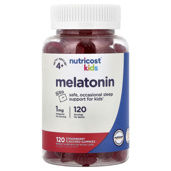 Nutricost Kids, Melatonin, Ages 4+, Strawberry, 1 mg, 120 Gummies