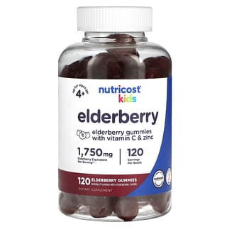 Nutricost, Kids, Elderberry, Ages 4+, 1,750 mg, 120 Gummies