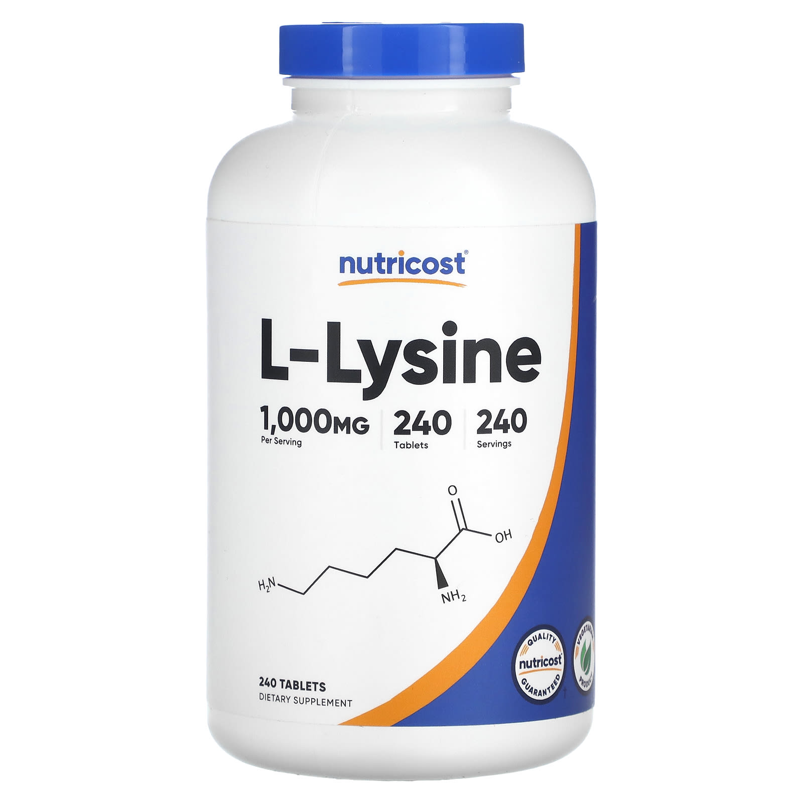 Nutricost, LLysine, 1,000 mg , 240 Tablets