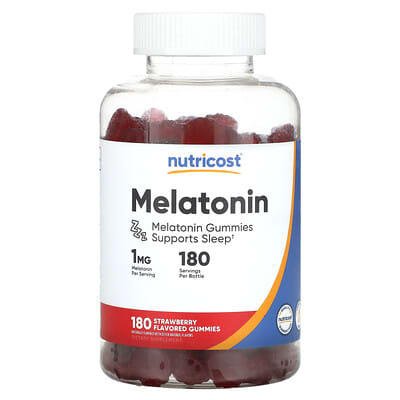 Nutricost, Melatonin, Strawberry, 1 mg, 180 gummies
