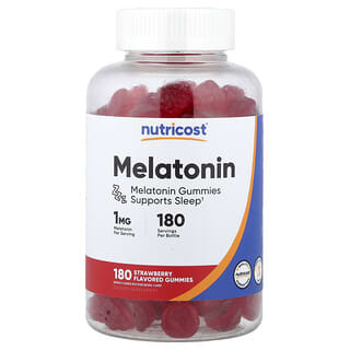 Nutricost, メラトニン、ストロベリー、1mg、グミ180粒