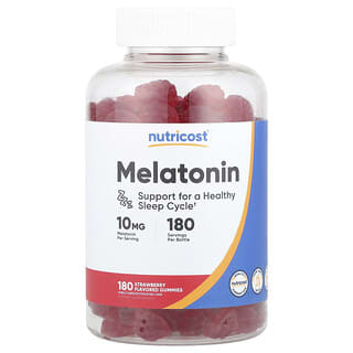 Nutricost, Żelki melatoninowe o smaku truskawki, 10 mg, 180 żelków