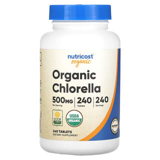 Nutricost, Clorela orgánica, 500 mg, 240 comprimidos