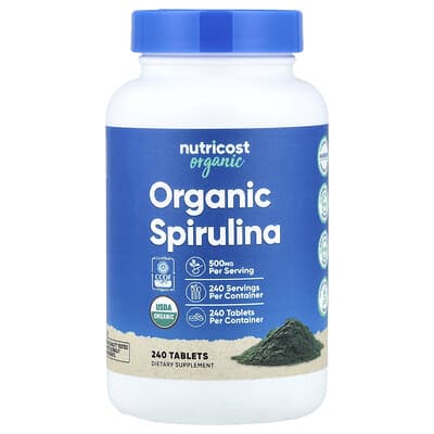 Nutricost, Organic Spirulina, 500 mg, 240 Tablets